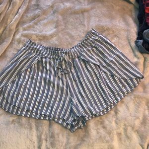 american eagle blue and white striped soft shorts